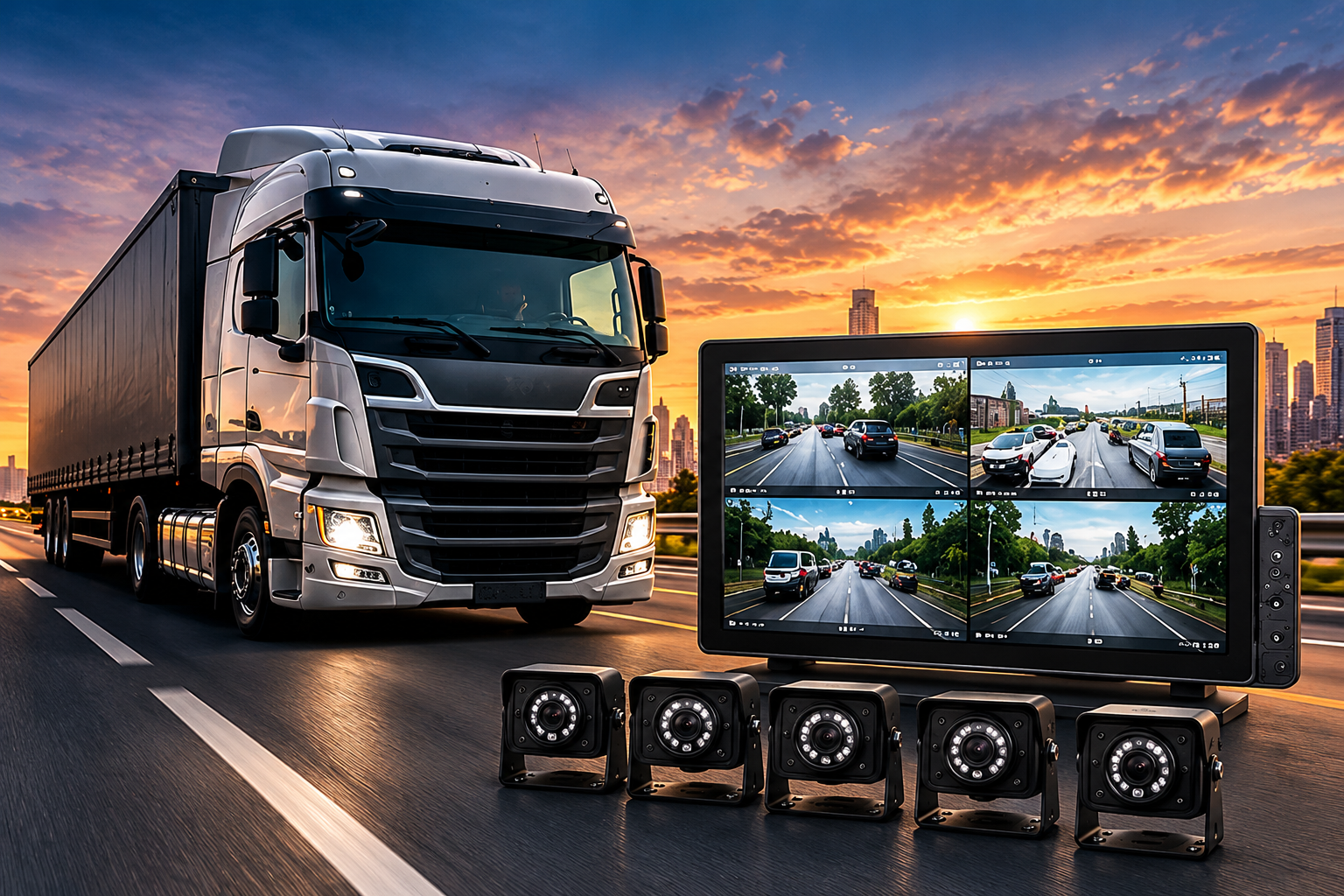 Camión equipado con sistema de videovigilancia móvil y varias cámaras