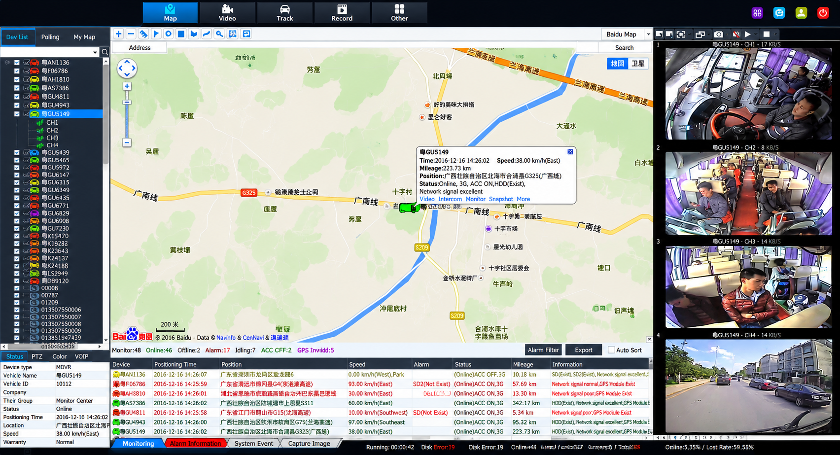 Ejemplo de monitoreo GPS y cámaras